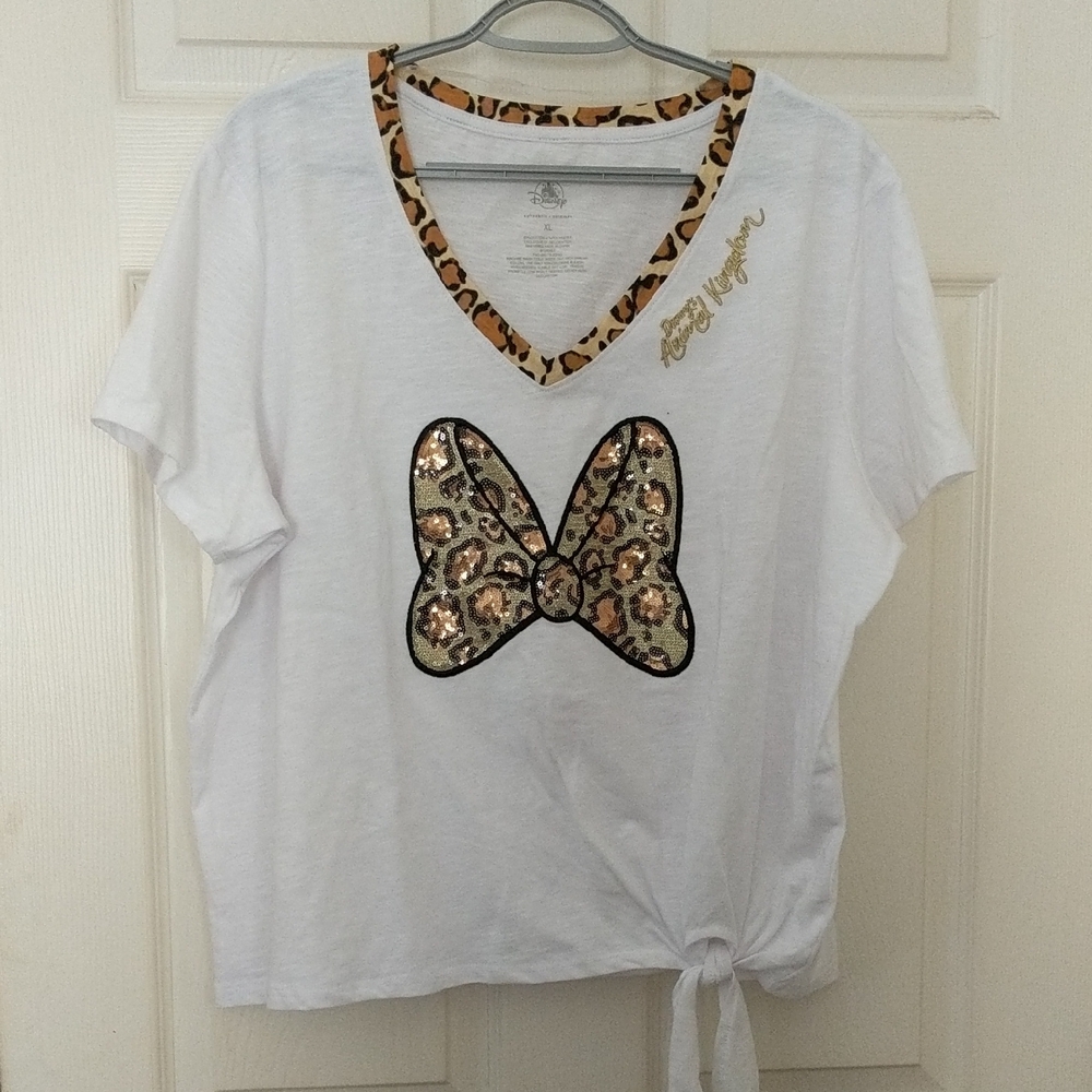 Disney White Tee with Gold Sequin Butterfly